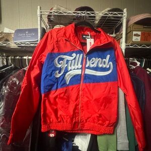 Full Send Red and Blue Bomber Jacket